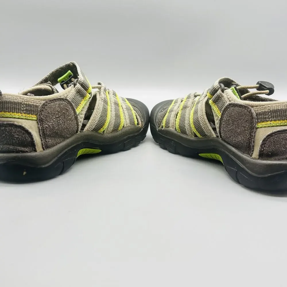 Keen Sandals Youth 2 Gray Lime Newport H2 Strappy Closed Toe Water Hiking Shoes